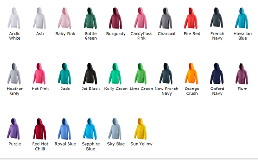 Junior Hoody Colour Choice